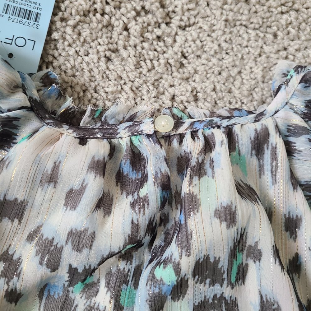 Metallic Ruffle Leopard Print Blouse - Picture 11 of 14